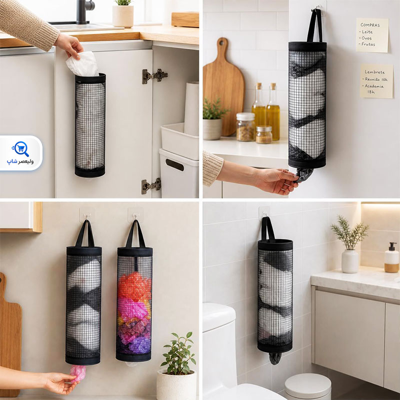 plastic bag holder5 - هولدر و نظم دهنده کیسه پلاستیکی چسبونکی